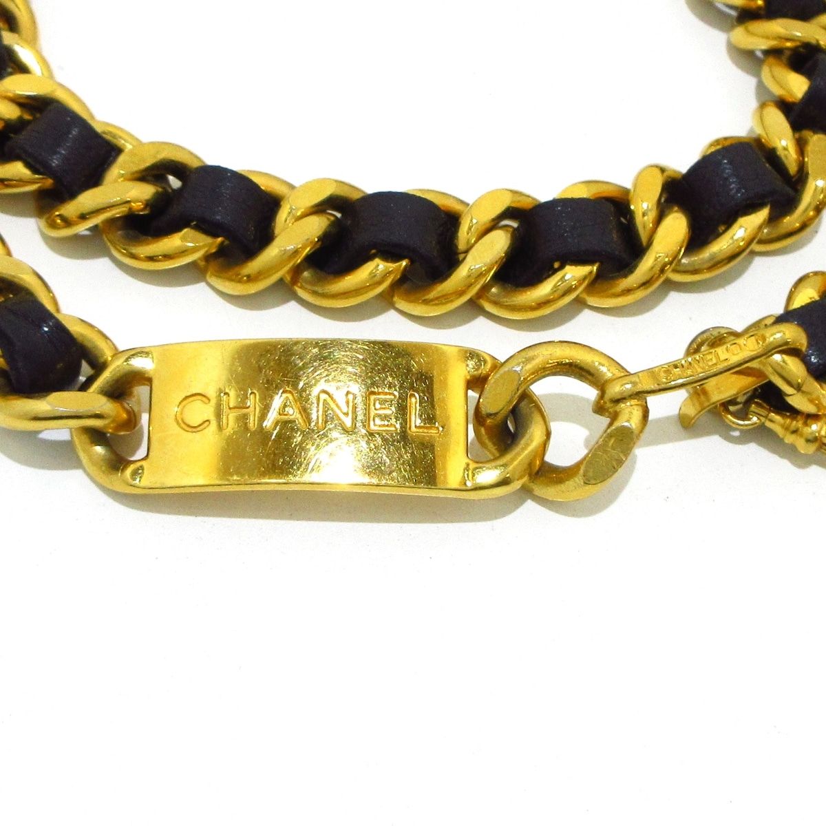 CHANEL(シャネル) ベルト - ゴールド×黒 チェーンベルト/31 RUE CAMBON ...