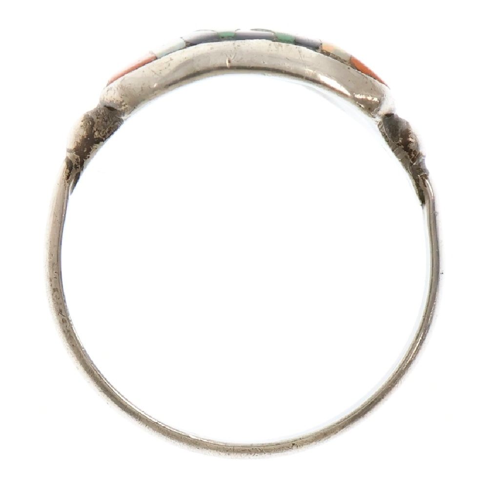 NAVAJO ナバホ TL刻印 マルチカラーインレイリング スタンプワーク