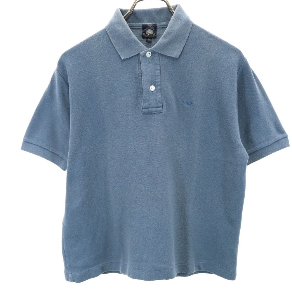 エンポリオアルマーニ 日本製 半袖 ポロシャツ M グレー系 Emporio Armani 鹿の子 メンズ 古着 【240506】 メール便可