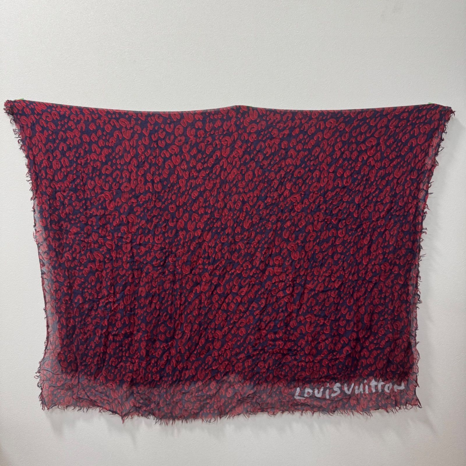 週末限定お値下げ！【LOUIS VITTON 】カシミヤ　マフラー　ストール LOUIS VUITTON ルイヴィトン カシミヤ シルク レオパード 大判