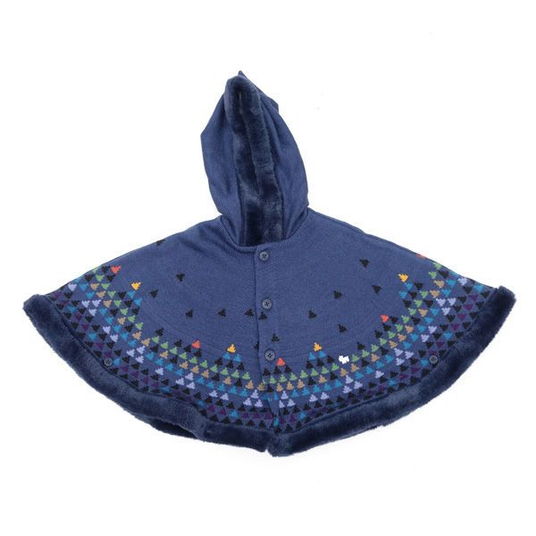 familiar / ファミリア ポンチョ/ネイビー/ニットケープ　サイズ60-90ｃｍ 子供用品【中古】 