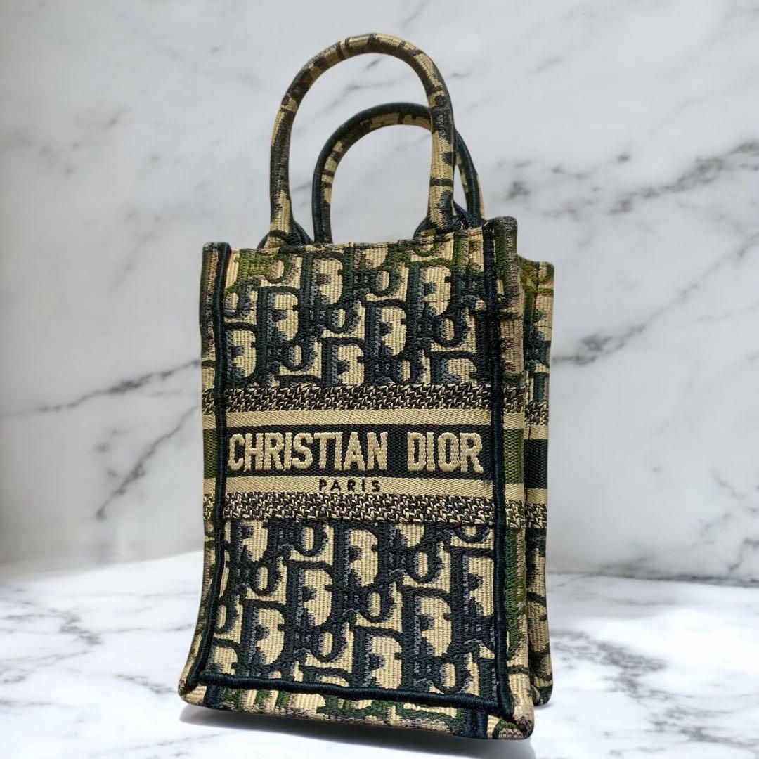 【人気SALE，低価】 【1円スタート】美品　DIOR ミニフォンバッグ　ブックトート　オブリーク　ネイビー