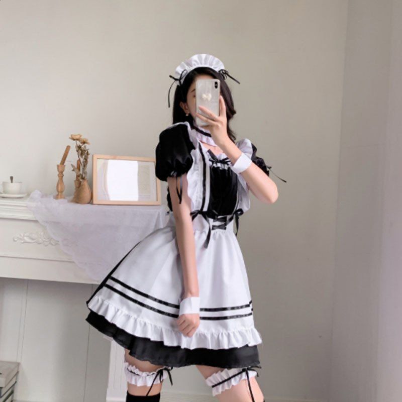 有名なブランド 【6点セット】メイド服 ハロウィン衣装 長袖 かわいい