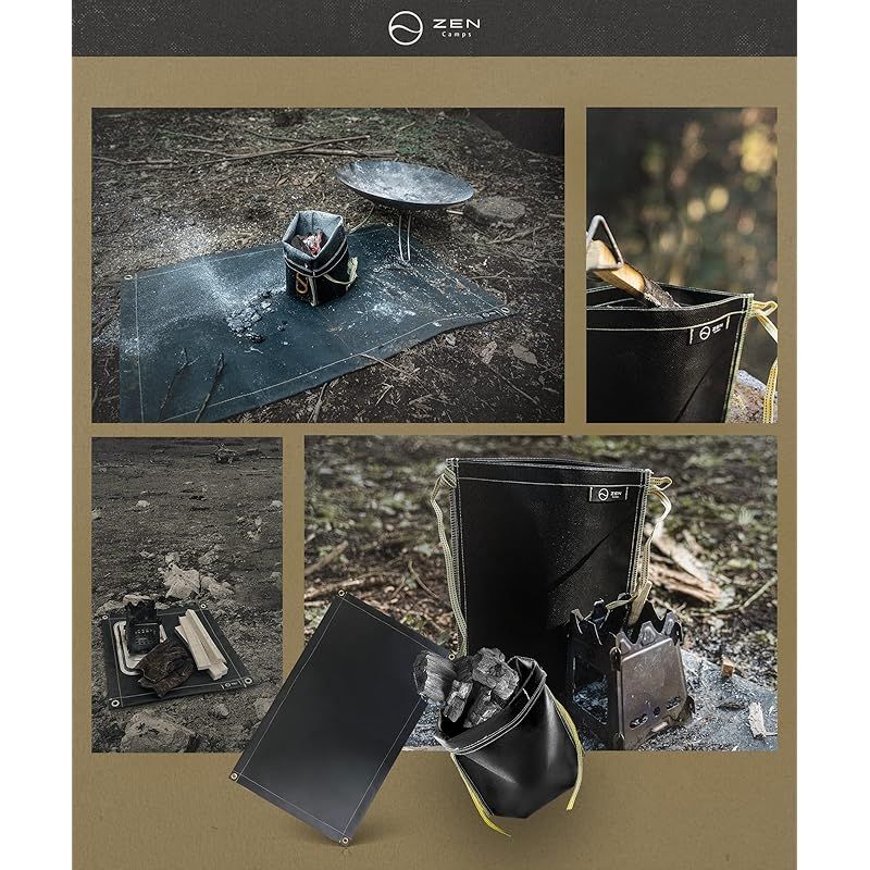 注目商品 ZEN Camps 火消し袋 アッシュキャリー 炭処理袋 炭消し袋 炭袋 防水 自立 Ash Carry キャンプ 耐熱性 難燃性 コンパクト 大容量 日本ブランド セット品 アッシュキャリーM - 焚き火シート95 60cm 1 OLIVEOS_COM_TR