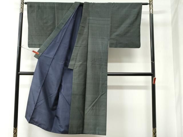 平和屋着物○男性 本場大島紬 アンサンブル 格子 正絹 逸品 CAAW8580yc