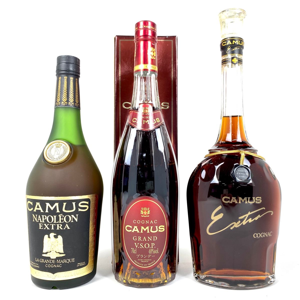3本 カミュ CAMUS エクストラ グランド VSOP クリアボトル ナポレオン