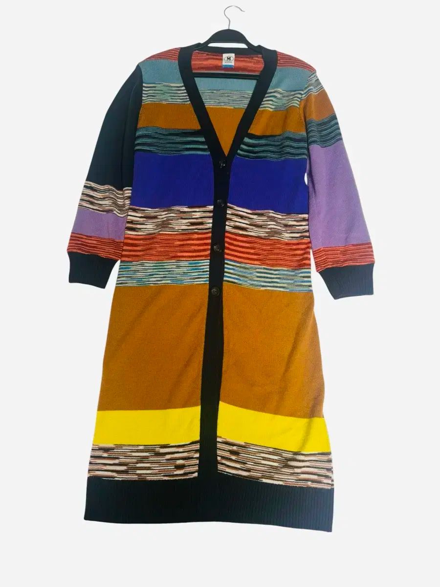 MISSONI ミッソーニ カーディガン ロング丈 XS オールウール 100 % ストライプ ポイント