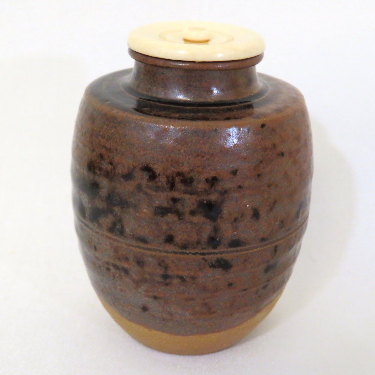 六月の特売品】 赤津焼 加藤錦雄作 瀬戸 茶入 眼鏡箱 仕覆二つ