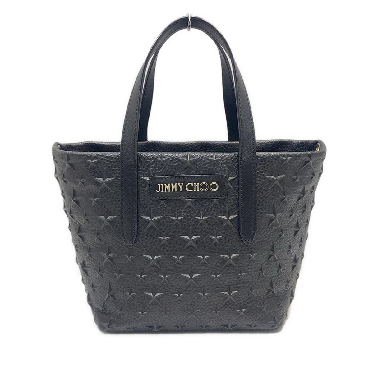 未使用級 JIMMY CHOO ジミーチュウ 2WAY PEGASI N/S BLACK パンチングスター ブラック 黒 ハンドバッグ トートバッグ  ショルダー レザー