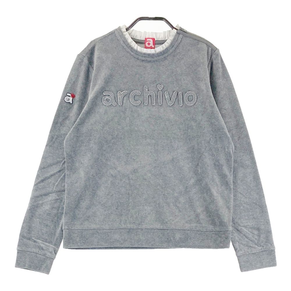サイズ：40 ARCHIVIO アルチビオ  長袖ベロアTシャツ  グレー系 [240001245053] ゴルフウェア レディース ストスト サイズ：40 ARCHIVIO アルチビオ 長袖ベロアTシャツ グレー系