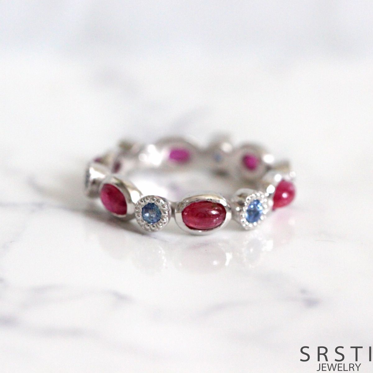 e.m ブルーサファイヤ　ルビー　リング 楽天市場】「ツイン ビューティー」ルビー×ブルーサファイア