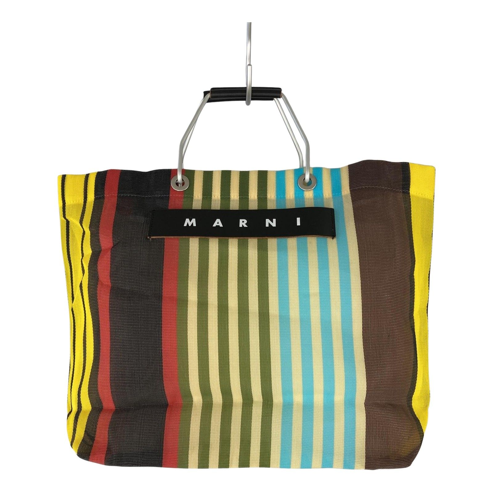 MARNI マルニ ストライプ ナイロンメッシュ ハンドトートバッグ