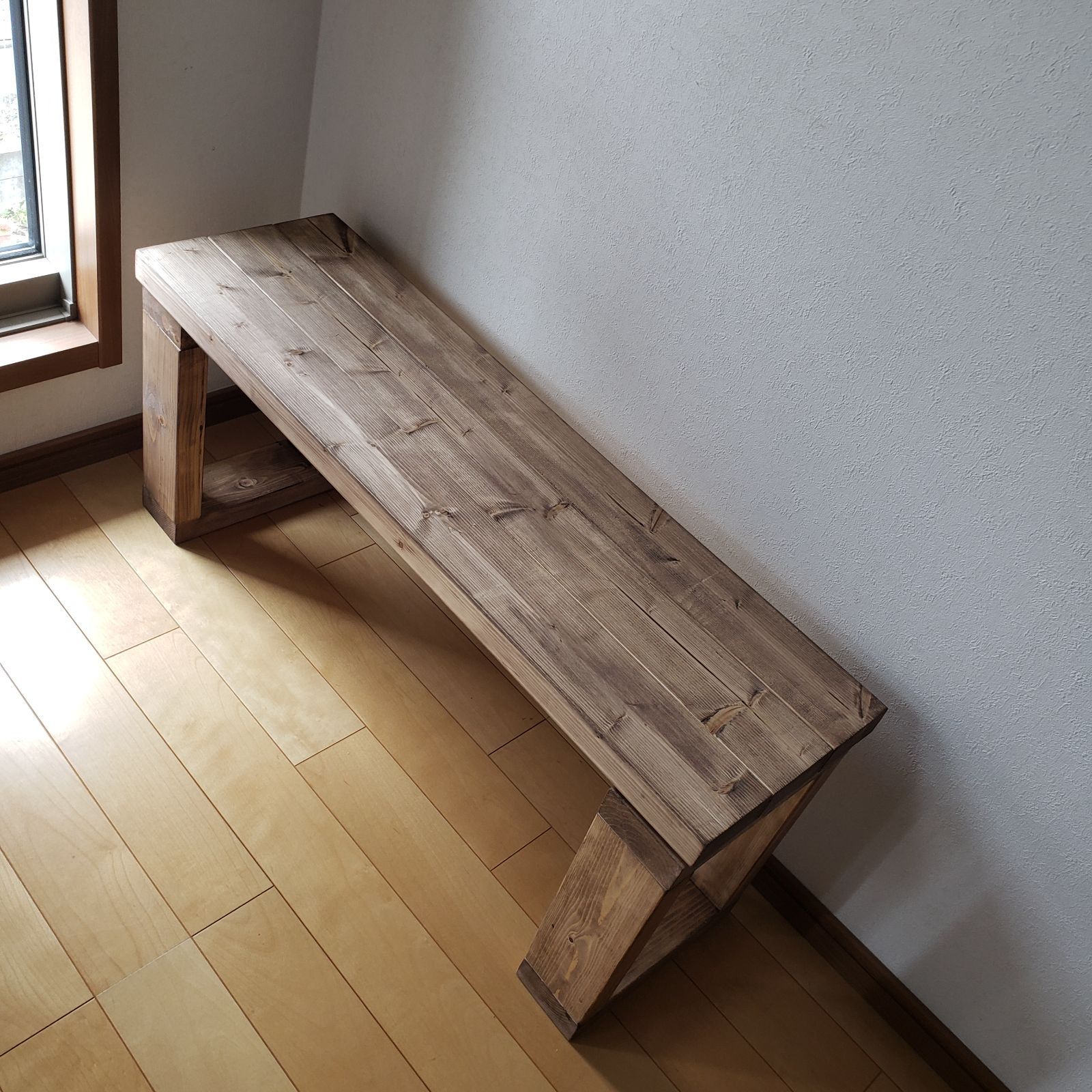 アンティーク ウォールナット塗装 ベンチ シェルフ - メルカリ