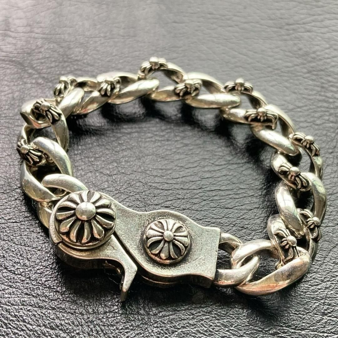 メンズブレスレット フラワーモチーフ ヴィンテージS925コーティング