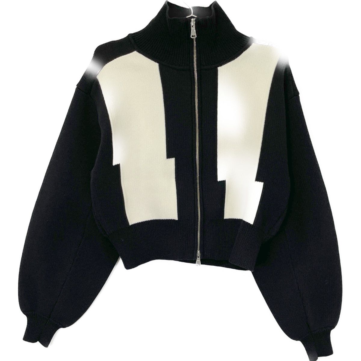 Adam et Rope アダムエロペ 24AW ﾌﾞﾗｯｸ ｼｮｰﾄｼﾞｬｶｰﾄﾞﾄﾞﾗｲﾊﾞｰｽﾞﾆｯﾄ F