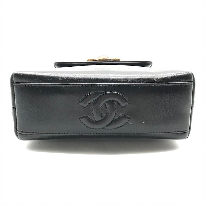 良品 CHANEL シャネル グリポワ ショルダー バッグ ブラック レザー gk778 良品 CHANEL シャネル グリポア カラー ストーン レザー ショルダー