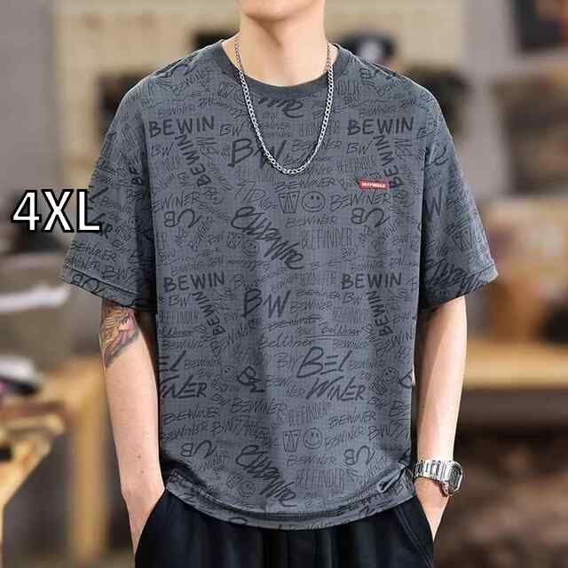 [4XL]メンズ ファッション 服 オシャレ シンプル 大人 かっこいい 大きいサイズ ストリート 紳士服 アメリカン プリント 速乾 冷感 半袖 T シャツ 夏 薄手 ゆったり ストレッチ カジュアル