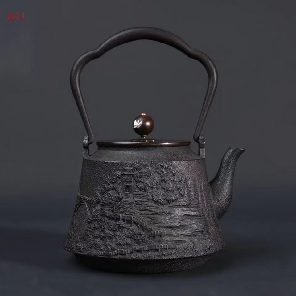 人気推薦 鉄瓶 鉄器 急須 鉄びん 鉄分補給 未塗装鉄器 茶壺 提梁壷 老鉄瓶 茶器 1200ML