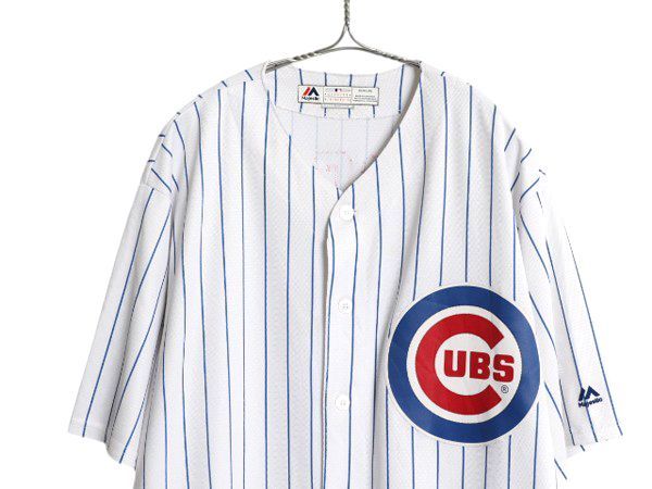 USA製 カブス ベースボール シャツ メンズ XL 程 MLB オフィシャル マジェスティック 大リーグ ユニフォーム ゲームシャツ ジャージ 重ね着 お得なクーポン配布中!】 ヤンキース ベースボール シャツ