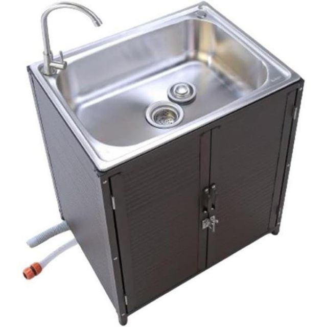 谷村実業 蛇口付きテンレス流し台 アルミ囲いタイプ TAN-3035 ステンレス 屋外 ガーデニング