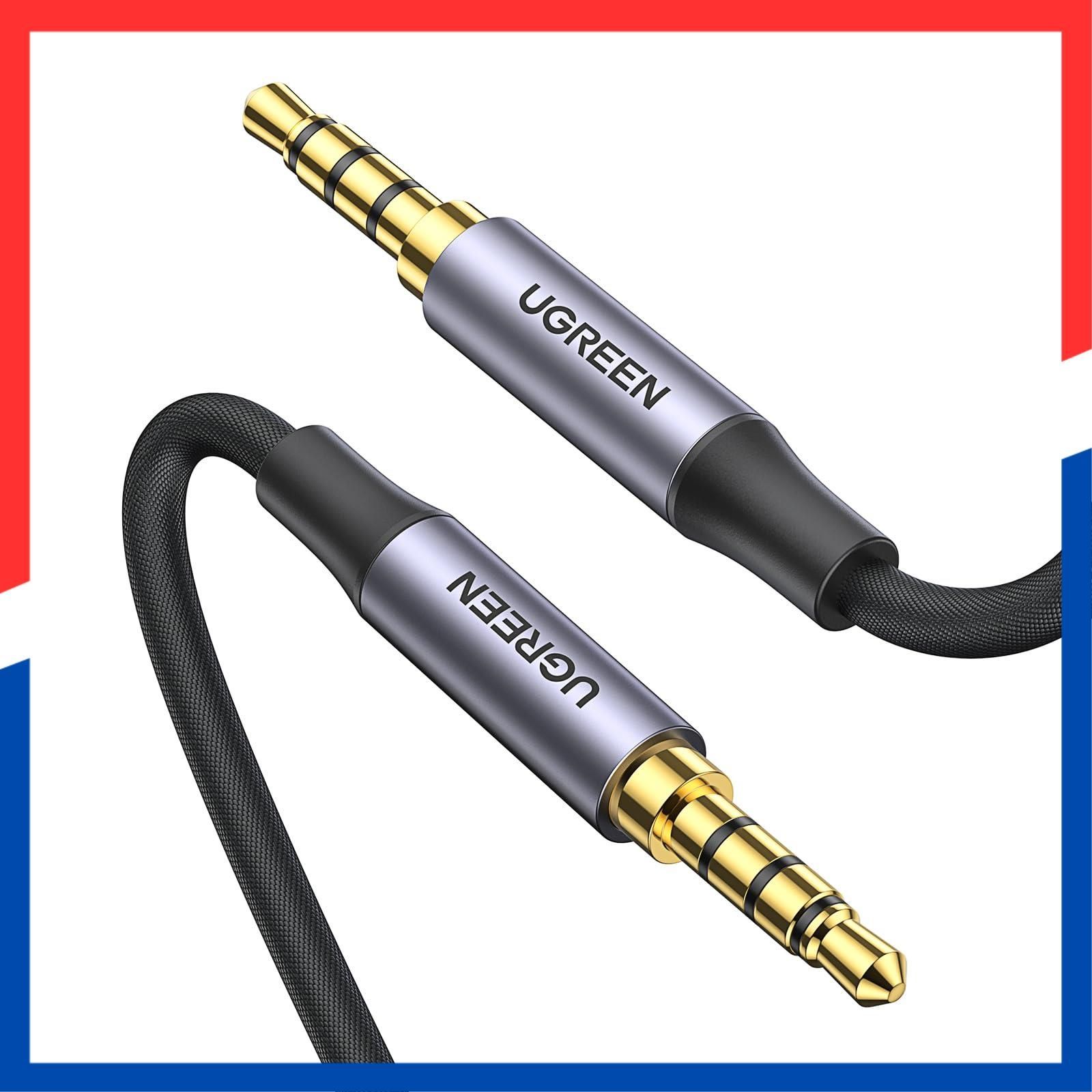 [Special Price] Stereo Mini Plug, Heavy Duty Nylon Braided Male to Male, AUX Hi-Fi Sound Quality Headphone Cable, 24K Gold Plated Plug, TRRS Mini Plug, Omnidirectional, 4 Pole, Compatible with Smartphone/PC/Monitor/Headphones/PS4/MP3/Speaker Audio Cable