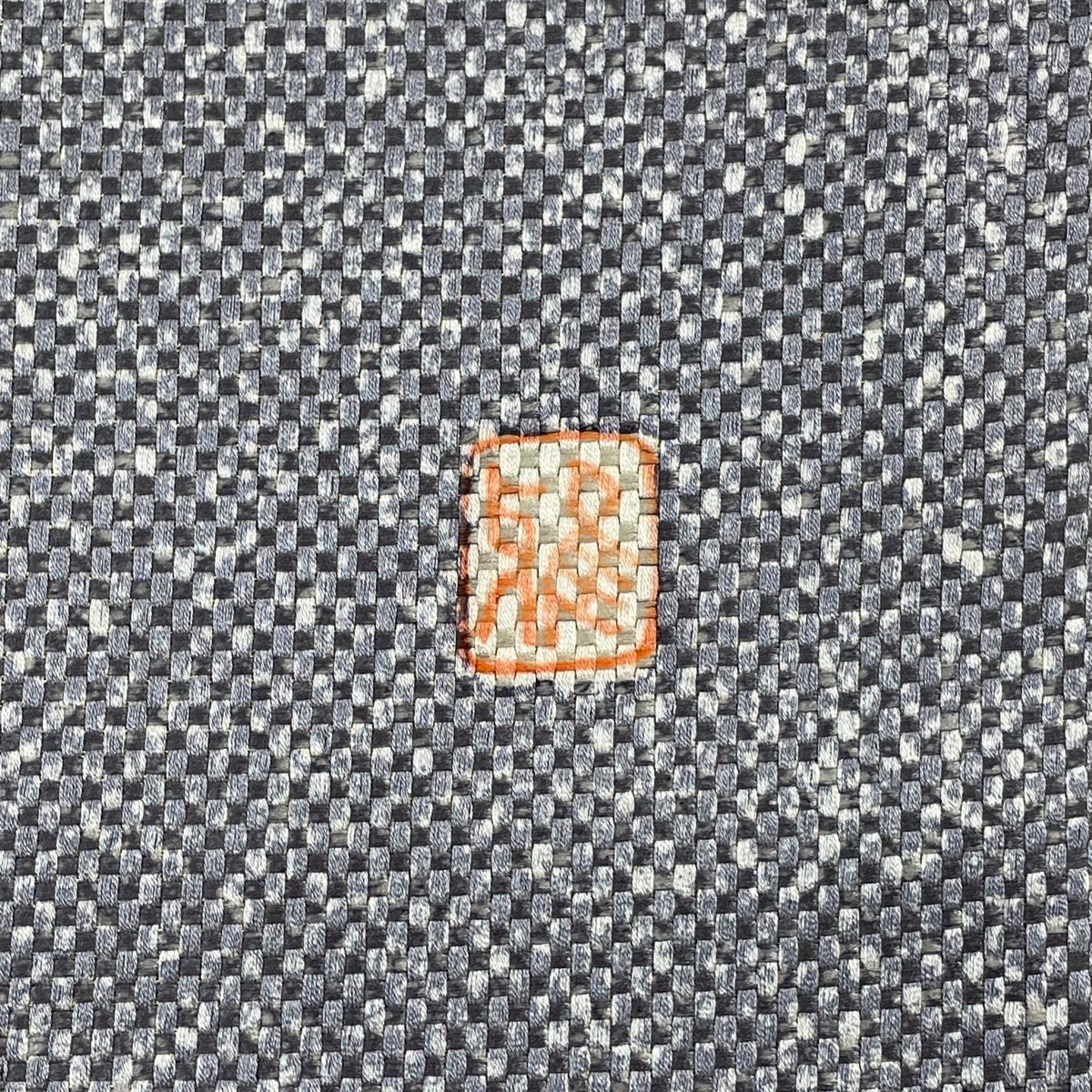 袋帯 美品 秀品 落款 霞 幾何学模様 金糸 ぼかし 青灰色 お太鼓