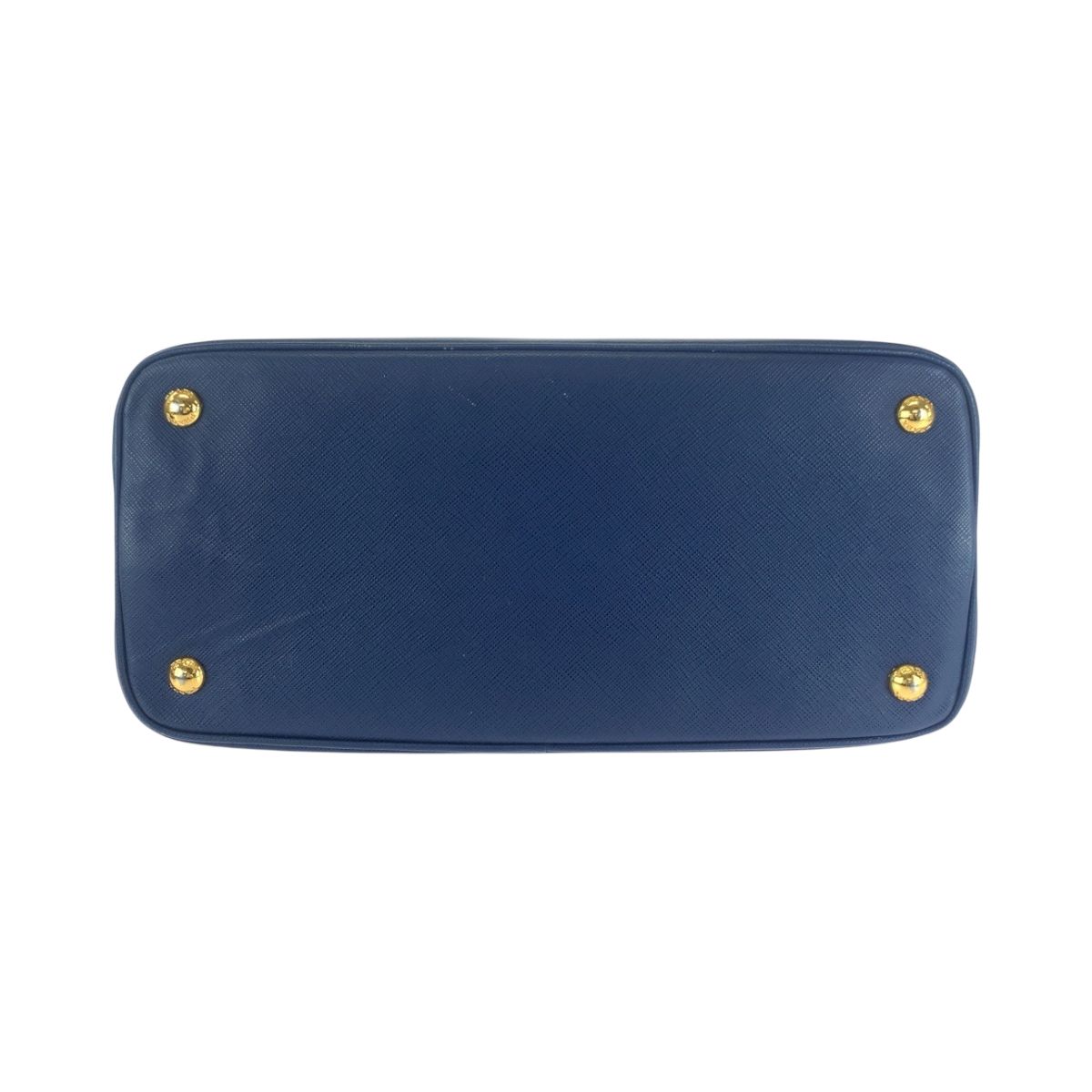 美品 PRADA プラダ サフィアーノ 三角ロゴプレート ブルー ゴールド  