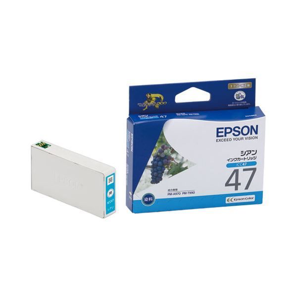 (まとめ) エプソン EPSON インクカートリッジ シアン ICC47 1個 【×10セット】