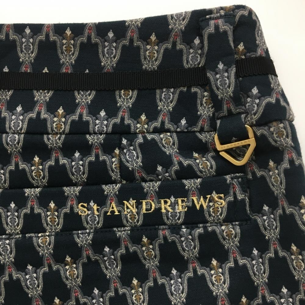 【超美品】セントアンドリュース パンツ ネイビー×グレー 総柄 裏起毛 レディース S ゴルフウェア St ANDREWS 超美品】セントアンドリュース パンツ ネイビー×グレー 総柄 裏起毛