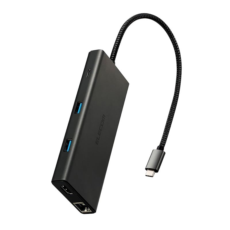 エレコム USB-C ハブ ドッキングステーション 10in1 PD対応 100W LANポート HDMI 4K60Hz 高速データ転送 10Gbps SD/microSD ブラック DST-W03 1