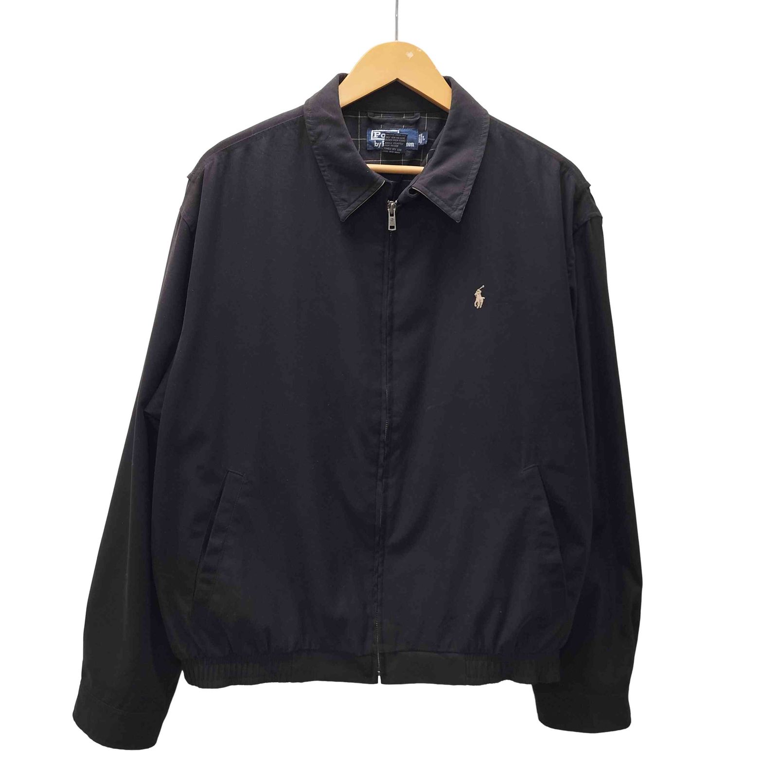 【希少】ポロバイラルフローレン スウィングトップ ネイビー 襟切替 L チェック ポロバイラルフローレン Polo by RALPH LAUREN 90S 裏地シンプル