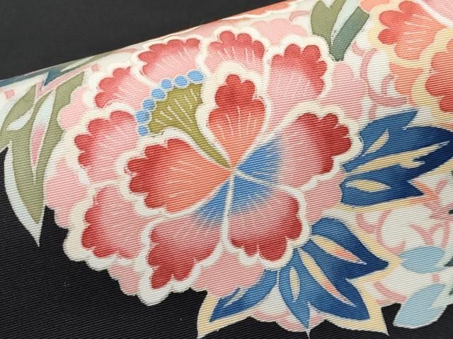 平和屋本店□極上 本加賀友禅作家 押田正義 塩瀬 九寸名古屋帯 花鳥