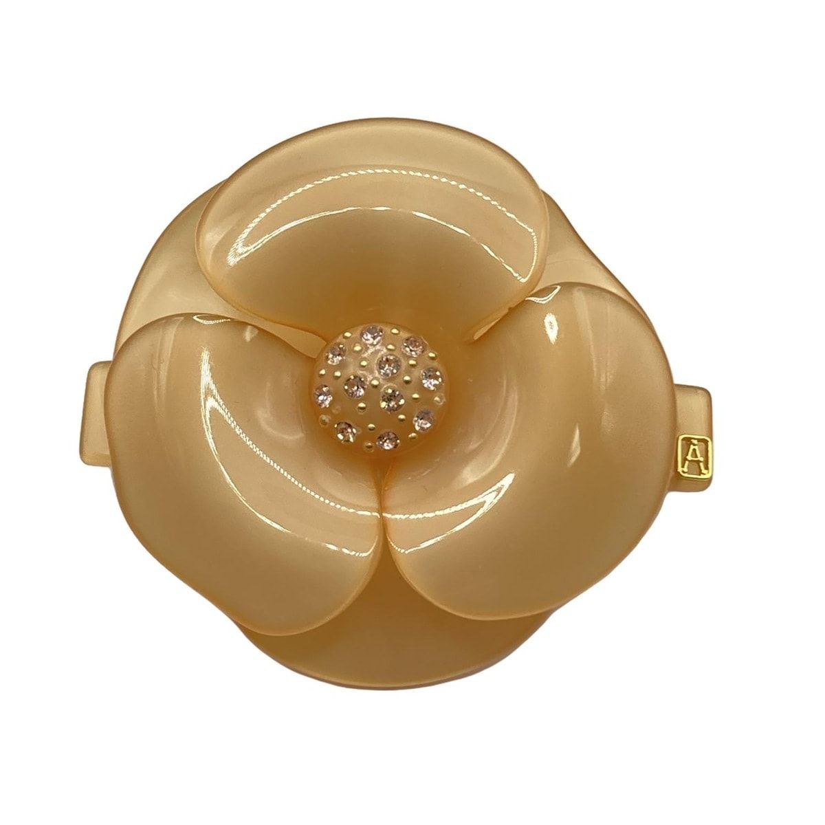 ALEXANDRE de PARIS アレクサンドル ドゥ パリ バレッタ - ベージュ×クリア ラインストーン フラワー 花