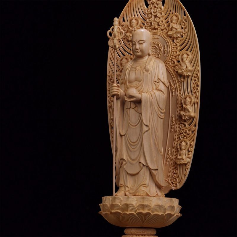 仏教美術 時代 木彫 地蔵 菩薩 彫刻 地蔵菩薩 仏像木彫 地蔵菩薩像 檜木 仏教美術