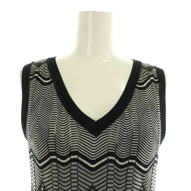 ミッソーニ MISSONI 総柄 ノースリーブ ニットワンピース V