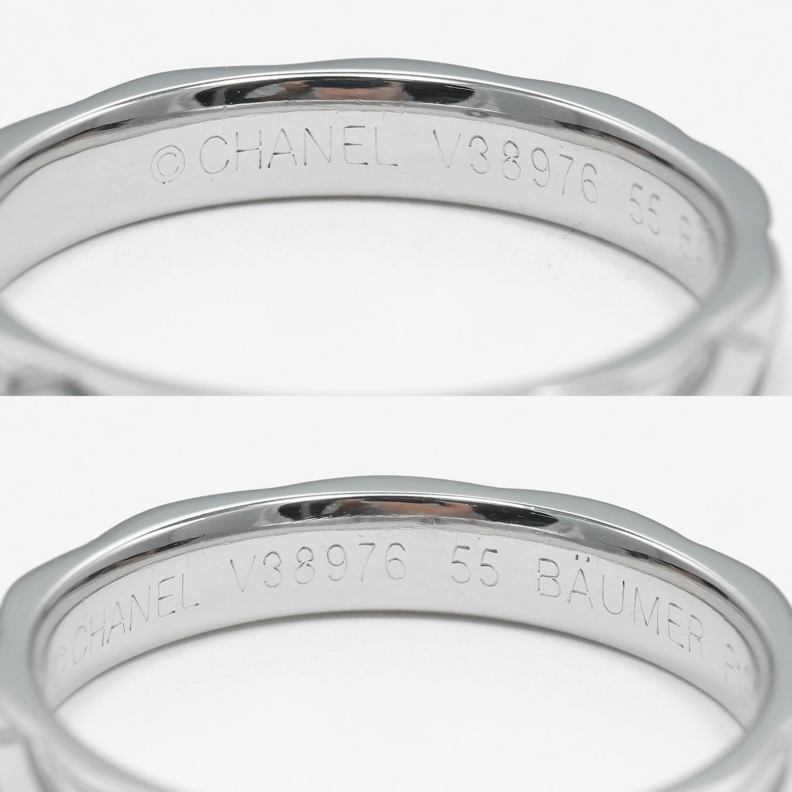 CHANEL プラチナ マトラッセリング 7.5号 1P ダイヤ Pt950 CHANEL】シャネル マトラッセ Pt950プラチナ×1Pダイヤモンド 14