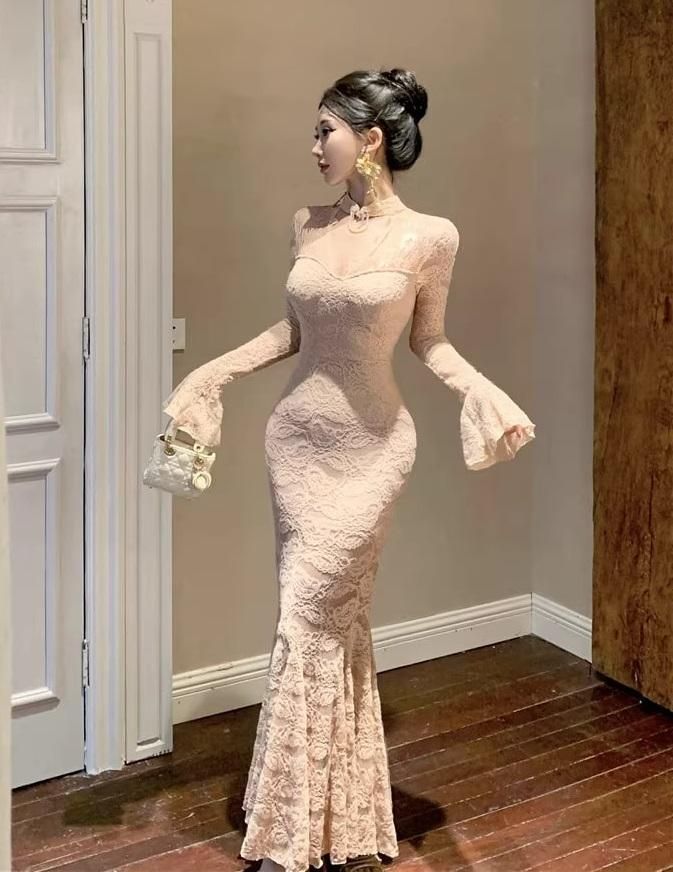 フラワーレース?ロングドレス?セクシー?キャバ?クラブ?マーメイド