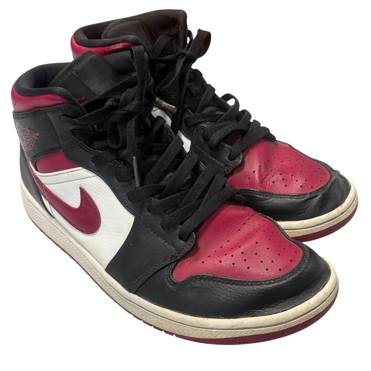 ♪3121 NIKE AIR JORDAN 1 MID BLACK/RED/WHITE スニーカー 554724-066 