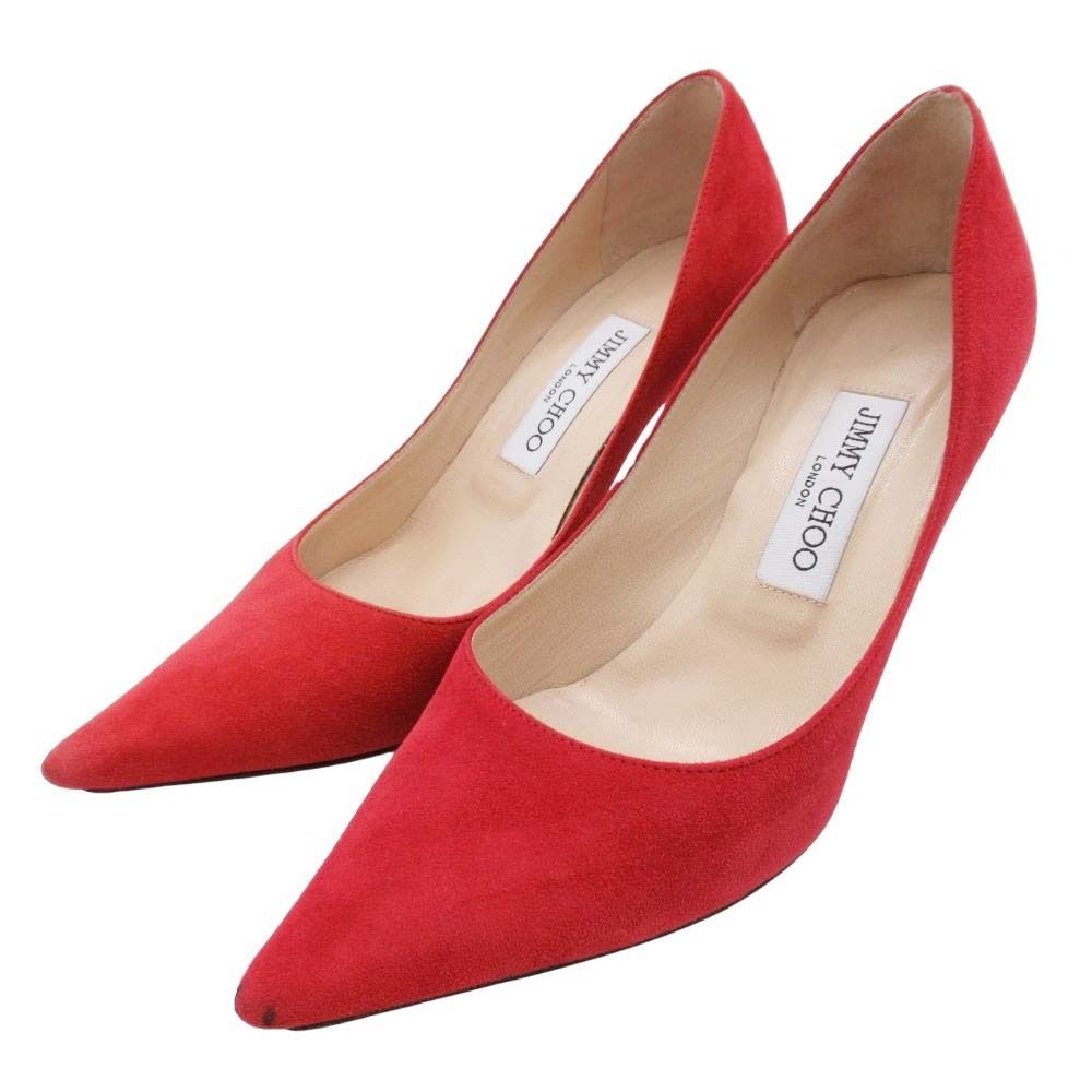 JIMMY CHOO ジミーチュウ Love85 スエードレザー パンプス ポインテッドトゥ シューズ 靴 36.5|23.5 赤 レッド レディース 古着