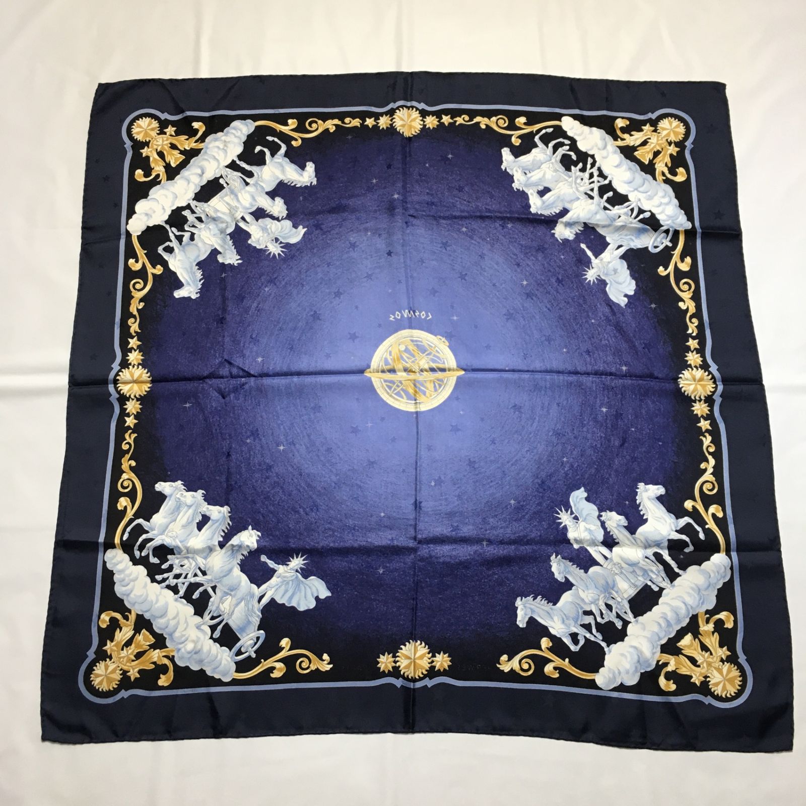 2505-153｜美品｜エルメス カレ 90 スカーフ ネイビー マルチカラー 2505-153｜美品｜エルメス カレ 90 スカーフ ネイビー マルチ