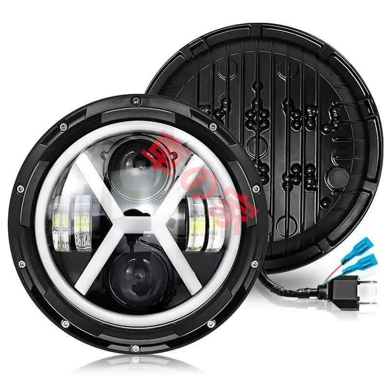 7インチ JK TJ スズキ ジムニー ハマーH2 JEEP LED ヘッドライト HI.Low.ディライト ホワイト 12V 24V 車検対応 2個 FFCRYSTALESIA_COM