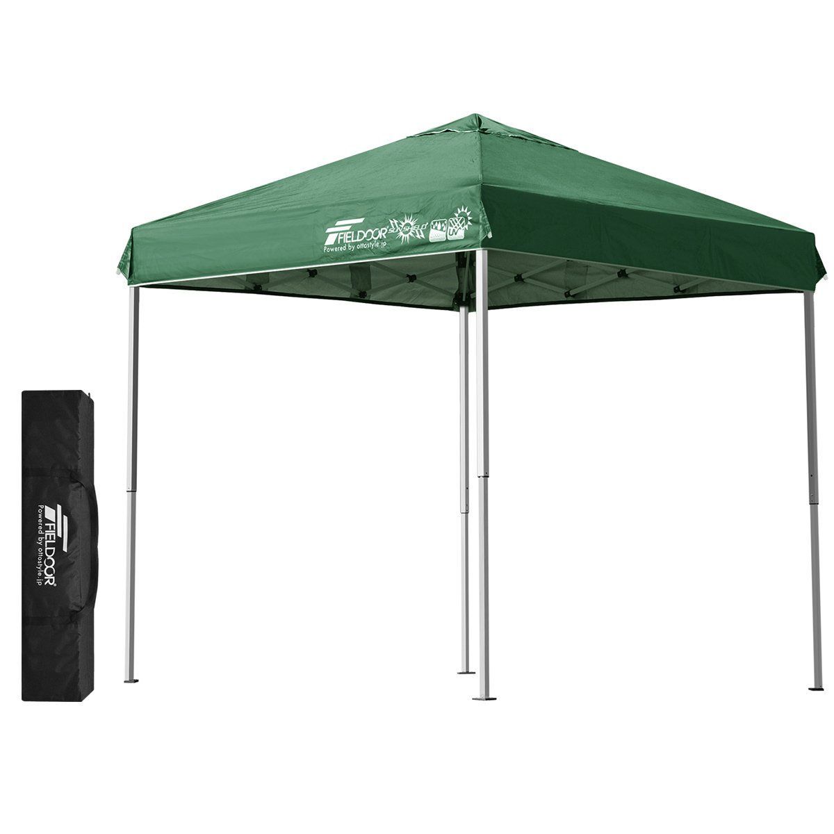 FIELDOOR 組立て簡単!! ワンタッチタープテント G03 スチールフレーム 2.0m 風抜けベンチレーション 高耐水加工＆シルバーUVカットコーティング 紫外線カット 遮熱