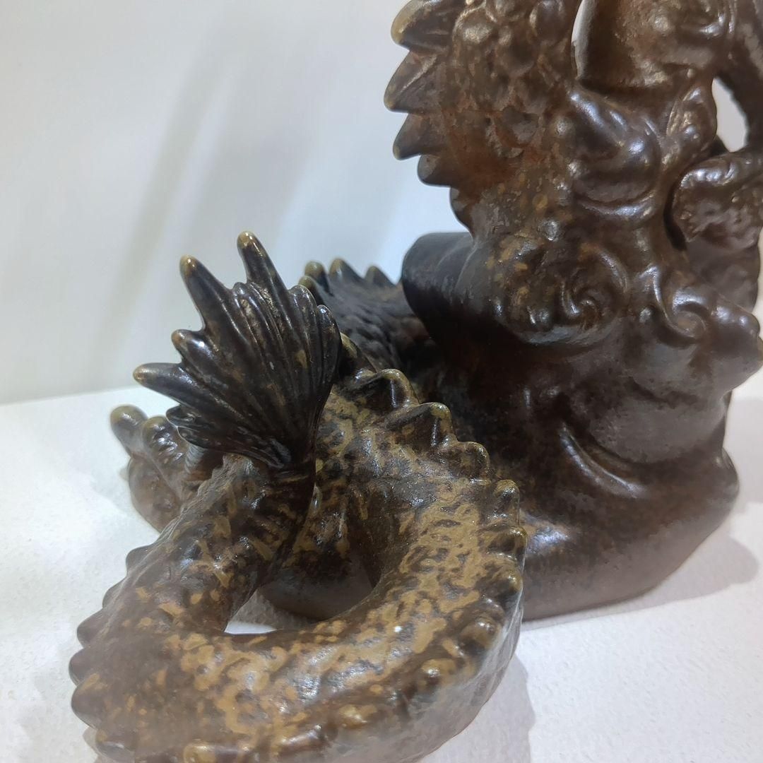 木村陶峰 備前焼 龍 竜 ドラゴン 置物 干支 陶正園 胡麻焼 共箱 冊子