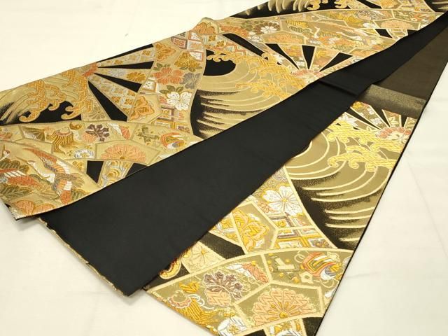 袋帯 平安 美しい鶴の上品な織出し 正絹 AO-3779 平和屋着物◎六通柄袋帯 唐織 粋華扇面 銀糸 正絹 逸品