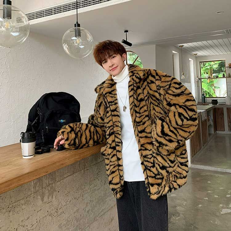 ゼブラ フェイクファー コート ジャケット ブルゾン ルーズ 韓国 楽天市場】フェイクファージャケット メンズ アウター フェイク