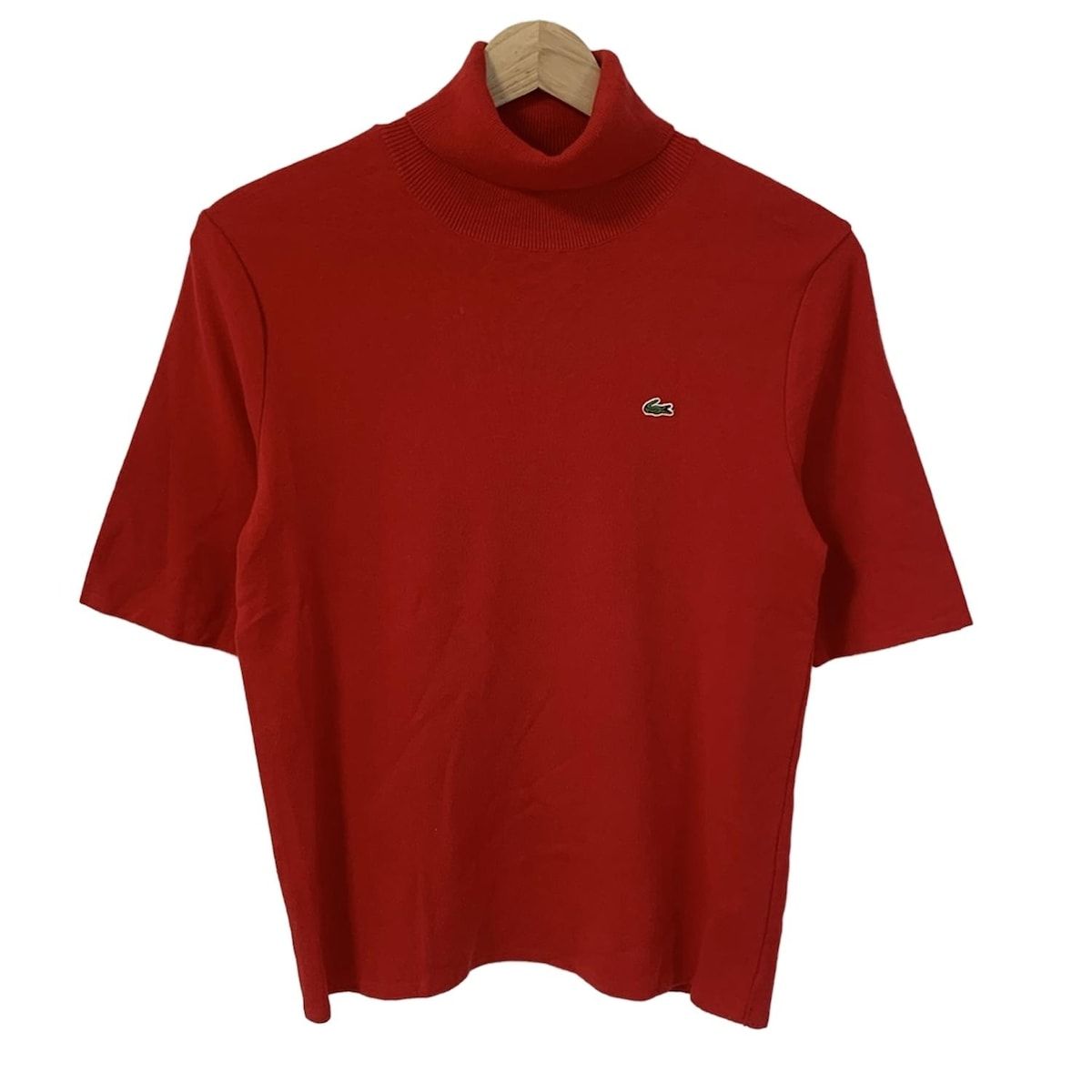 Lacoste ラコステ 半袖セーター サイズ42 L レディース - レッド タートルネック