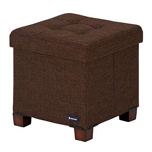 ブラウン_麻風 脚付き 武田コーポレーション テーブルにもなる コンパクト 収納スツール ブラウン 30×30×30㎝ M9-TCS30BR