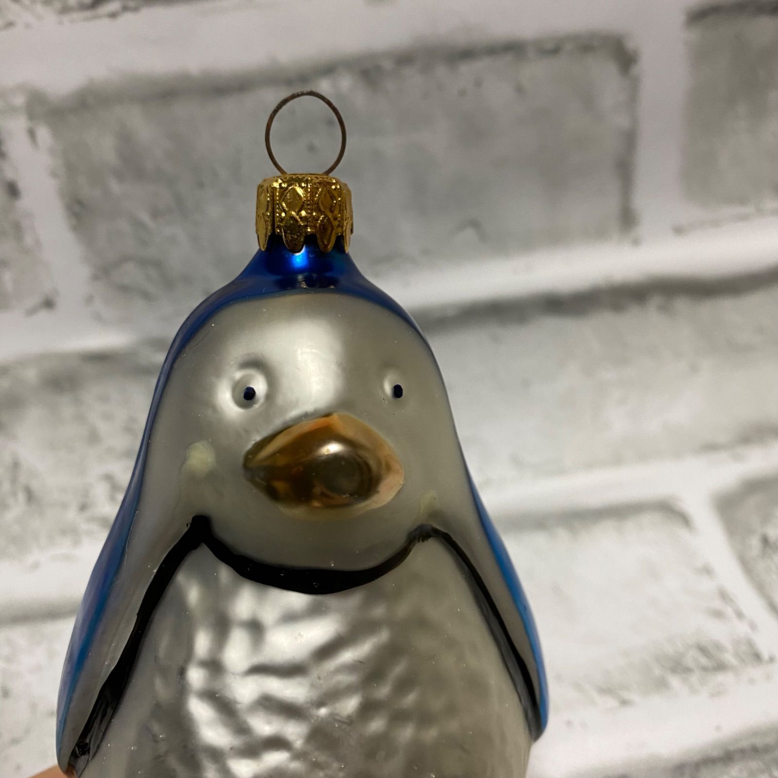 ★レア★ドイツ製 ハンドメイド 手吹きガラス クリスマスオーナメント ペンギン2体セット