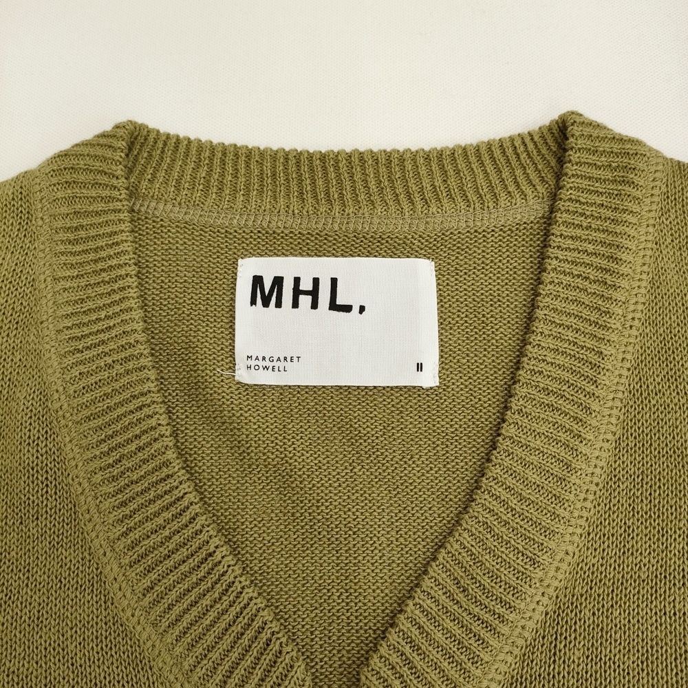 MHL.(エムエイチエル) 七分袖セーター サイズ2 M レディース - カーキ クルーネック/麻混 MHL.(エムエイチエル) 七分袖セーター サイズ2 M レディース
