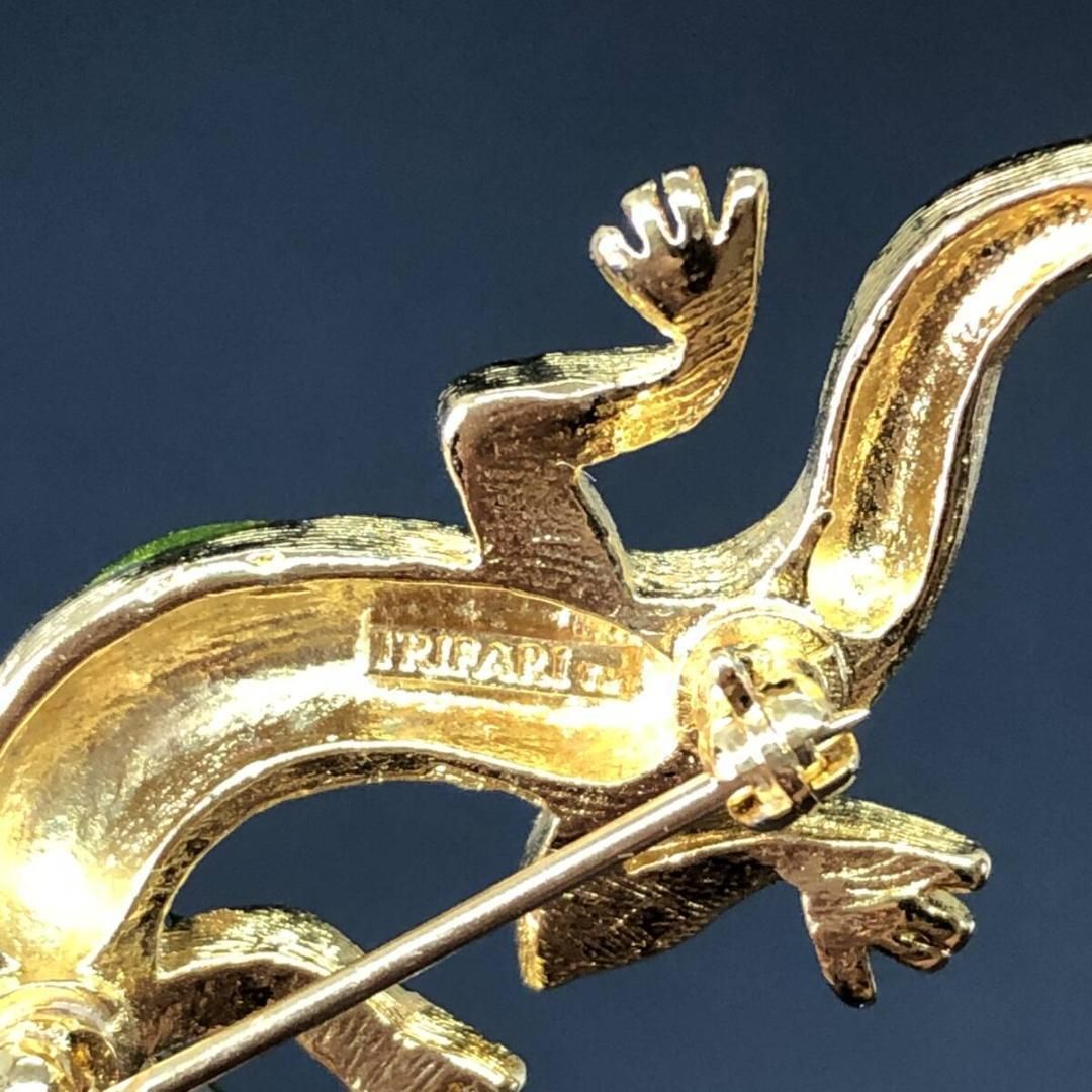 TRIFARI トリファリ トカゲ ブローチ ビンテージ グリーン